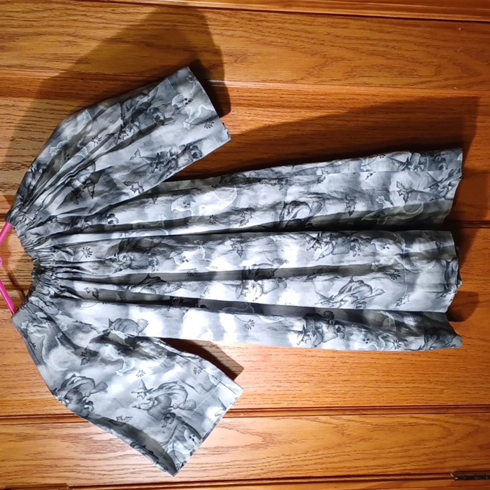 Handmade Halloween Costume -Grey/ White Printed Witches Ghosts Bats Toddler's